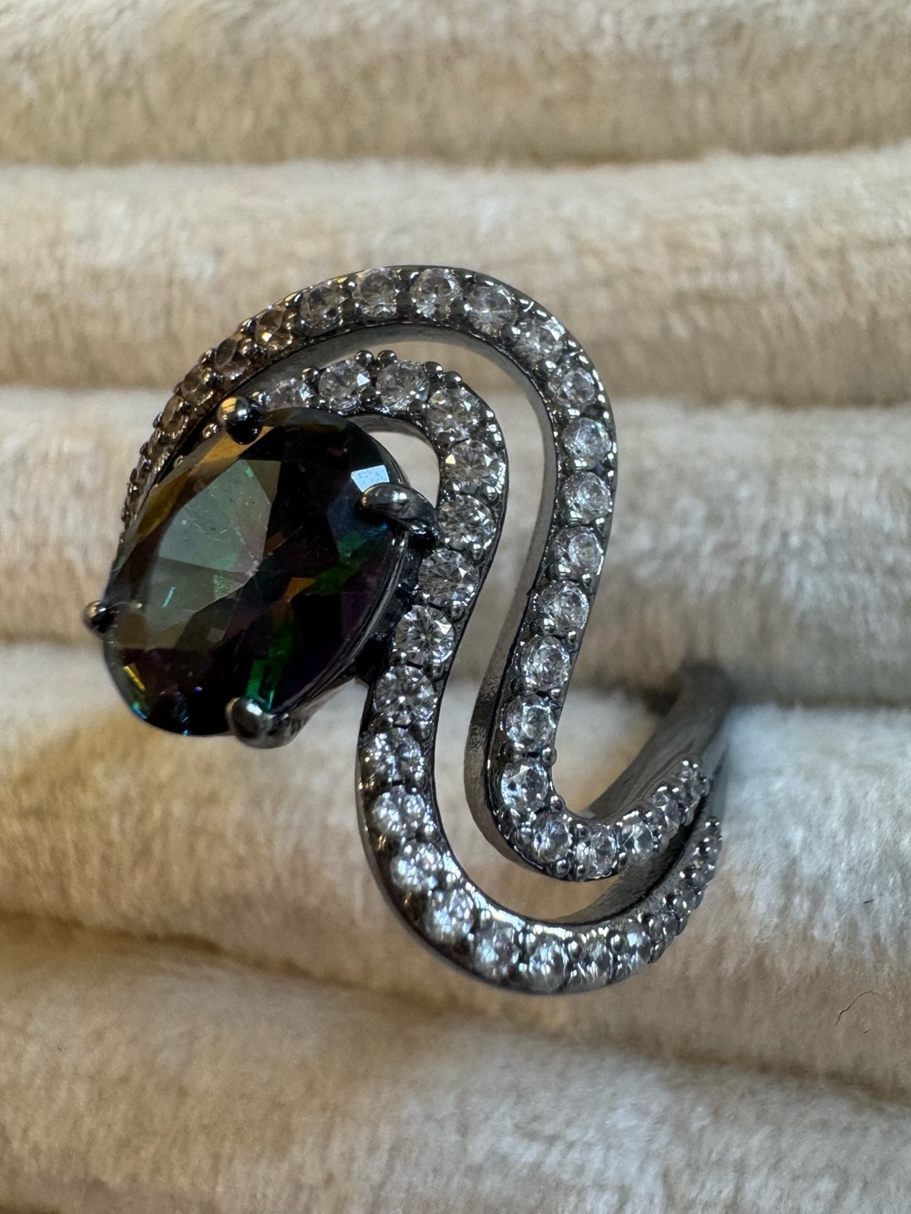 Waves of Art - Alexandrite and CZ on Hematite - July Birthday 2026